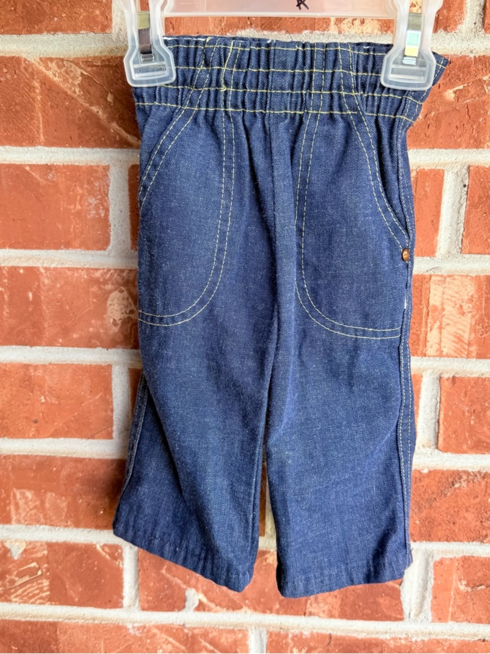 Vintage Blue denim baby pants with elastic waist size 6 months